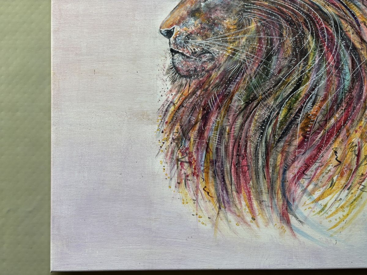 Dipinti: Abstraktes Löwen Gemälde, Unikat 68x68cm – Usato da Baden venduto da AlejandroA 4