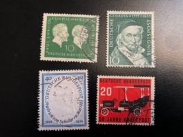 4  timbres oblit 1954/5 Allemagne RFA