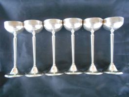 Hübsche, langstielige Likör-Schälchen, Vintage versilbert