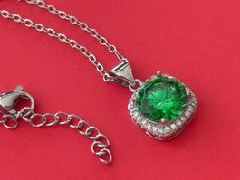 Luxus Elegante Zirkonia Kette Farbe : Silber weiss Grün