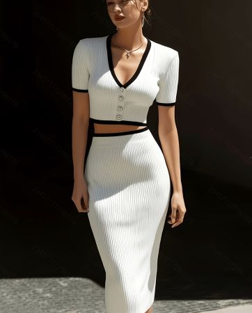 Elegantes Rippstrick-Kleid