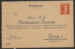 1907 3 Rp. Ganzsachen Postkarte, ungebraucht