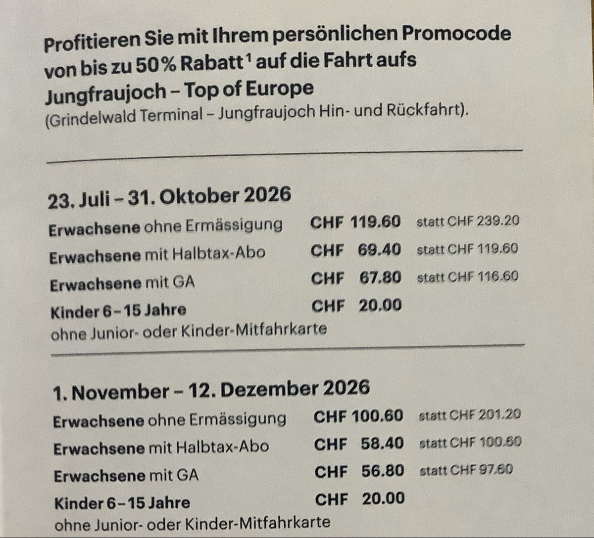 Buoni: 3Gutscheine Jungfraujoch 50% Coop – Nuovo e nell'imballaggio originale da Volketswil venduto da Antonio282 2