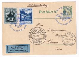 1932 Zeppelinkarte LIE Post, Schweizfahrt, gute Frankatur