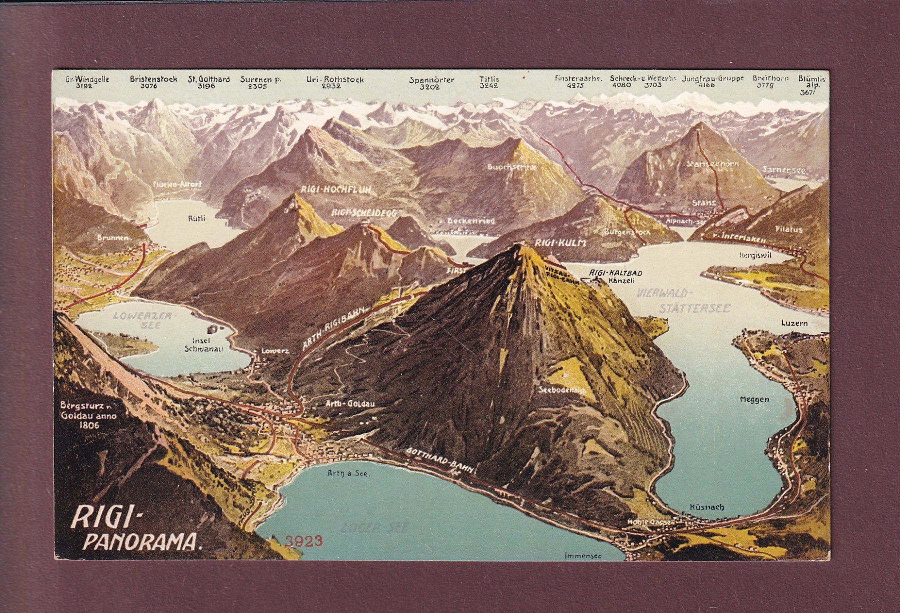 Cartoline postali: RIGI Panorama - Vogelschau – Usato da Pully venduto da nicecards