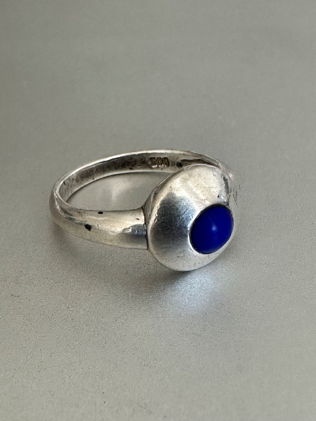 Ringe: Vintage 925 Silber Ring mit Lapislazuli: ca. 56 – Gebraucht aus Onex von Antiqueshow