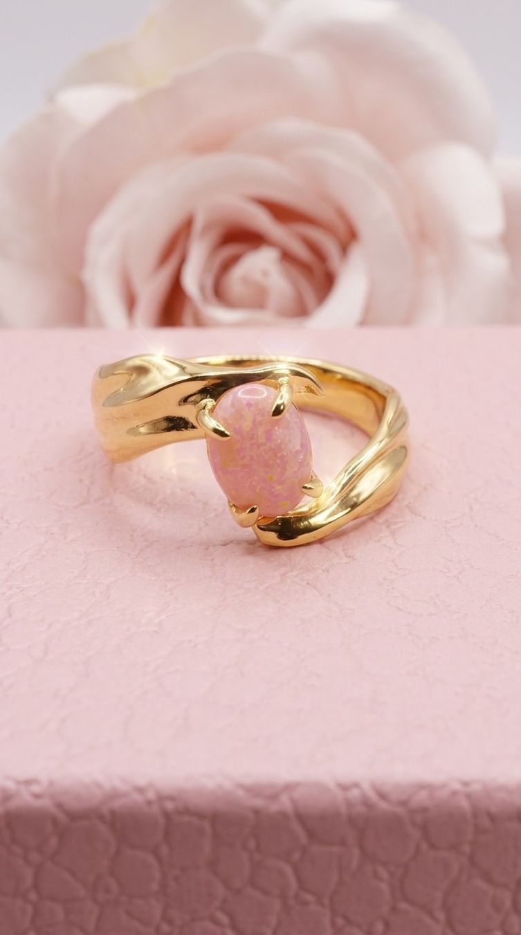 Anelli: Bague dorée avec opale rose – Nuovo e nell'imballaggio originale da St-Maurice venduto da Sandrinette123 2