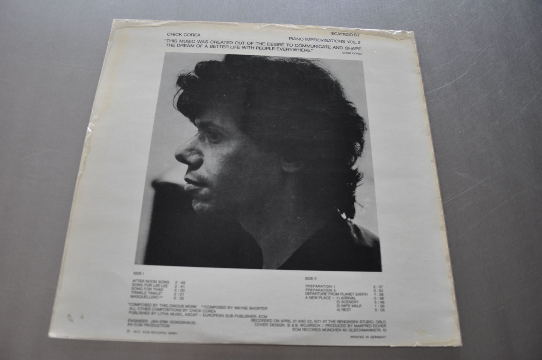 Dischi in vinile: ECM 1020 - CHICK COREA - PIANO IMPR. II – Usato da Sion venduto da jaipur1401 1