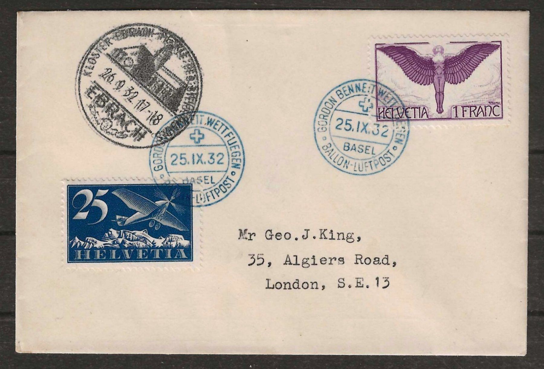 Tutti i francobolli: 1932 : Flugpost Brief Gordon Bennett mit Nr. F12 – Usato da Gümligen venduto da Geniusbuy