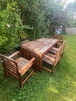 Gartensitzgruppe aus Holz mit Tisch gebraucht