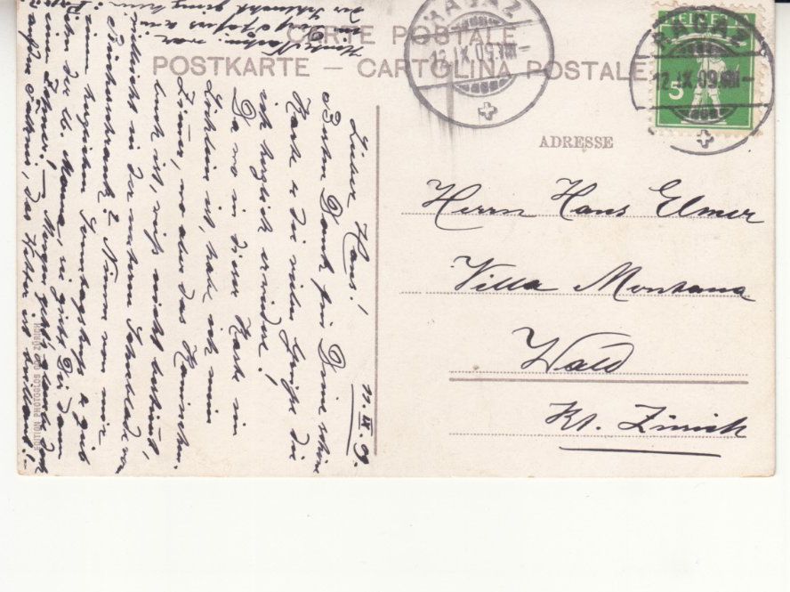 Cartoline postali: Ragaz 1909 – Usato da Bürglen TG venduto da StampGraf 1