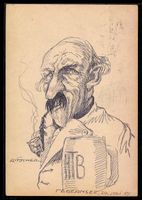 Handgemalt: Pfeife rauchender Mann mit B