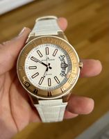 Elegante Jacques Lemans Damenuhr, weisses Lederarmband