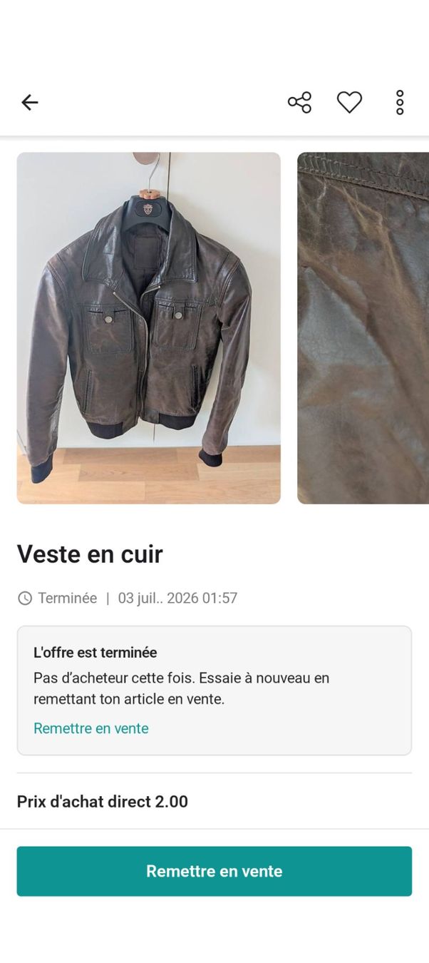 Vestes: Veste en cuir – D'occasion à Neuchâtel par riv_j7c8