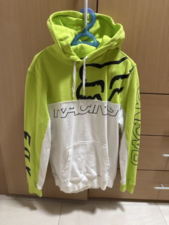 Sweat à capuche Fox Racing logo blanc vert taille M