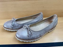 Gabor silbergraue Leder Ballerinas in 37.5