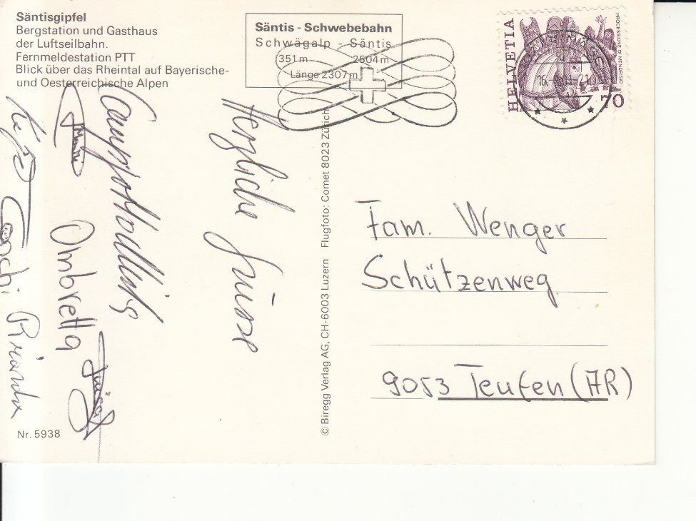 Cartoline postali: Säntis 1981 – Usato da Bürglen TG venduto da StampGraf 1