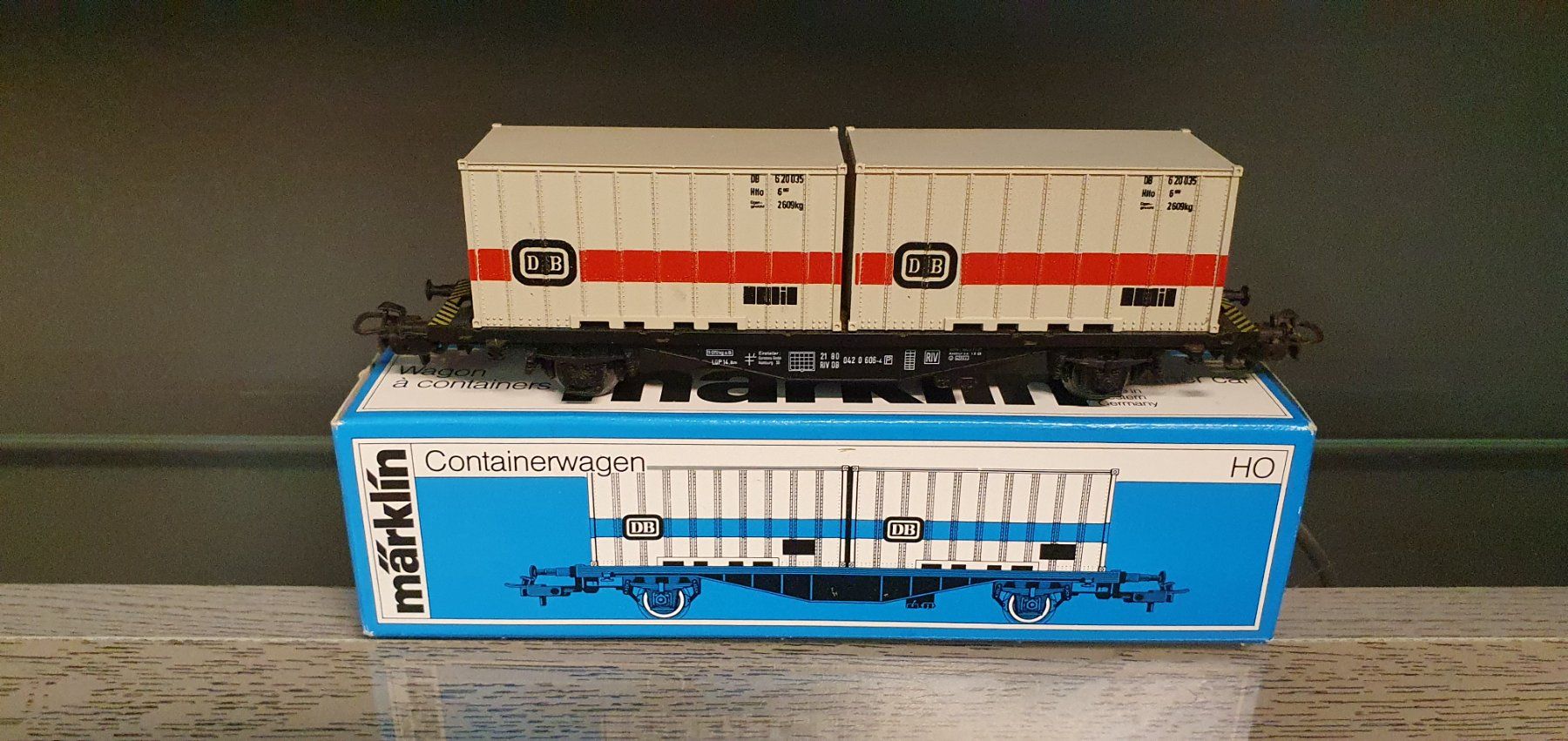 Märklin Modellini di ferrovie: MÄRKLIN: DB CONTAINERWAGEN 4664 OVP – Usato da Biglen venduto da taunus82