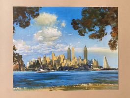 Original Vintage Poster - Skyline New York Manhattan / BOAC