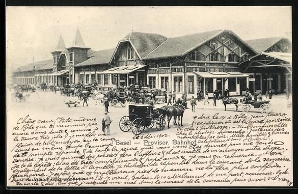 Cartoline postali: AK Basel, Provisorischer Bahnhof, 1902 – Usato da Berlin venduto da bartko-reher