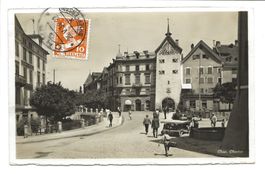 Chur (GR) Obertor - Drogerie - Volkshaus - belebt - 1934