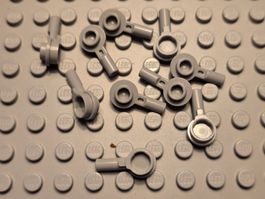 Lego 12xStange 1L mit 1x1 Platte rund (32828) hellgrau