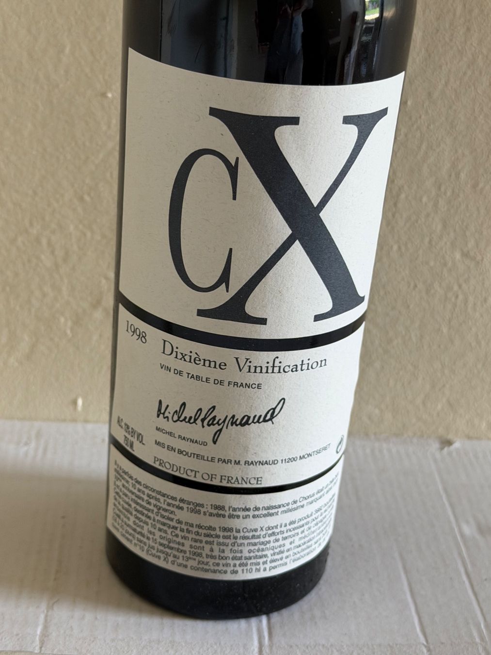 Vino: MICHEL RAYNAUD CX 1998 Dixième Vinification – Nuovo (secondo la descrizione) da La Tour-de-Peilz venduto da avediscipule 1