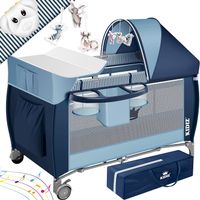 Babybett 3 in 1 zusammenklappbar blau