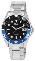Q&Q by Citizen® Herrenuhr 44,5 mm Edelstahl Schwarz Blau NEU