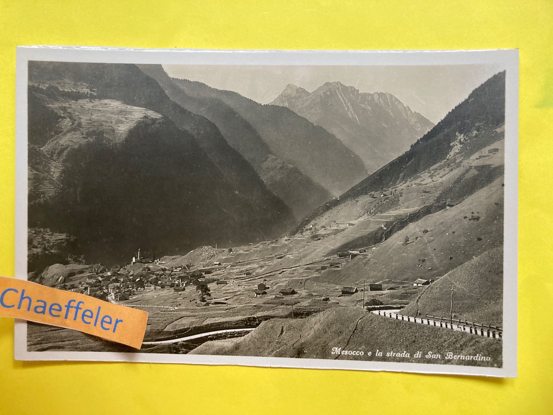 Cartoline postali: Mesocco e la strada di San Bernardino – Usato da Zürich venduto da Chaeffeler
