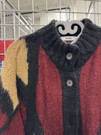 Colour Block Cardigan Oversized Wool Blend Knitwe