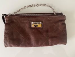 MARC CAIN Leder-Clutch in braun Reißverschluß und Druckknopf