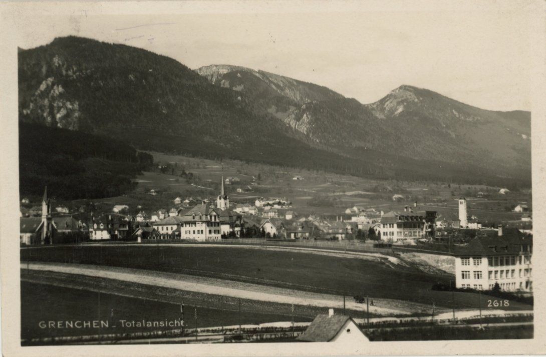 Ansichtskarten: Grenchen   SO  -    Totalansicht      um 1927 – Gebraucht aus Brig von Valcards54