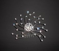 Haarschmuck mit Kristallen u.Kamm, Farbe: Silber
