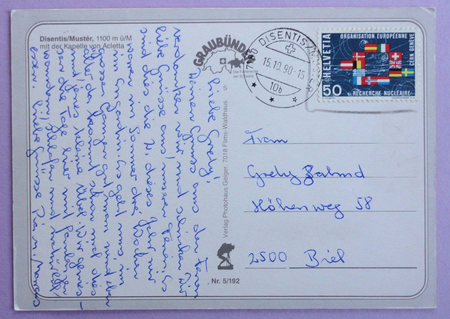 Cartoline postali: Disentis/Mustér, 1100 m ü/M – Usato da Fétigny venduto da Billy2miny 1