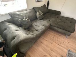Wohnlandschaft Chaiselongue Sofa, dunkelgrün