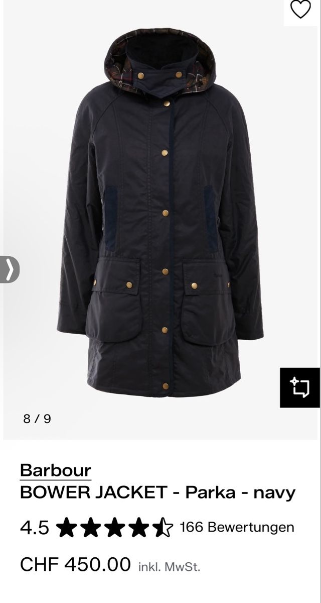 Barbour Giacche: New Barbour Bower Jacket - Parka - navy - UK 8 eu 34 – Nuovo e nell'imballaggio originale da Bern venduto da CH_secondhand