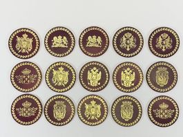 Set nostalgische Wappen-Untersetzer (15 Stk.)