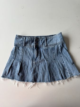 Bershka Denim Mini Skirt - Falten Jeans Minirock