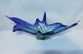 Große blaue Murano-Kunstglasschale Italien 1950er