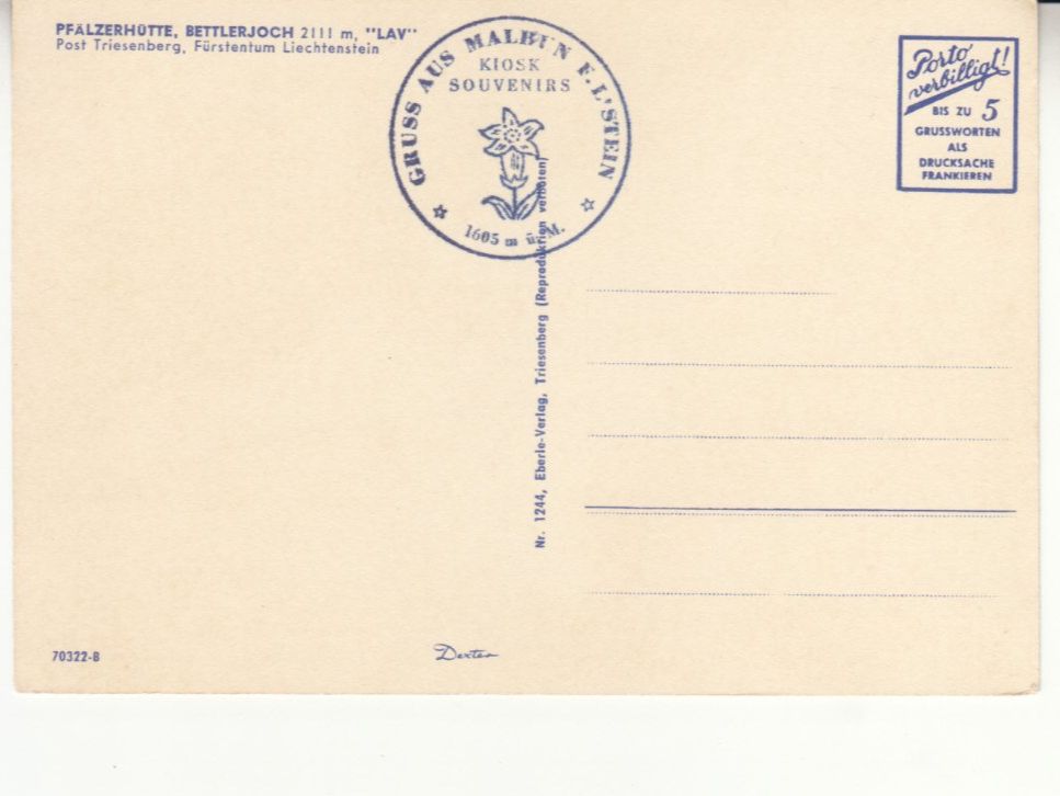 Cartoline postali: Pfälzerhütte Bettlerjoch ca. 1960 – Usato da Bürglen TG venduto da StampGraf 1