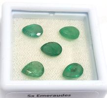 5x émeraudes poire 6x5 mm - Valeur 230.- Fr
