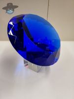 Glas Diamant - blau ca. 15 cm / plus Ständer aus Glas
