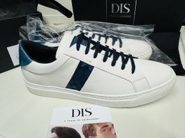 Baskets DIS blanches/bleu marine T44 neuves