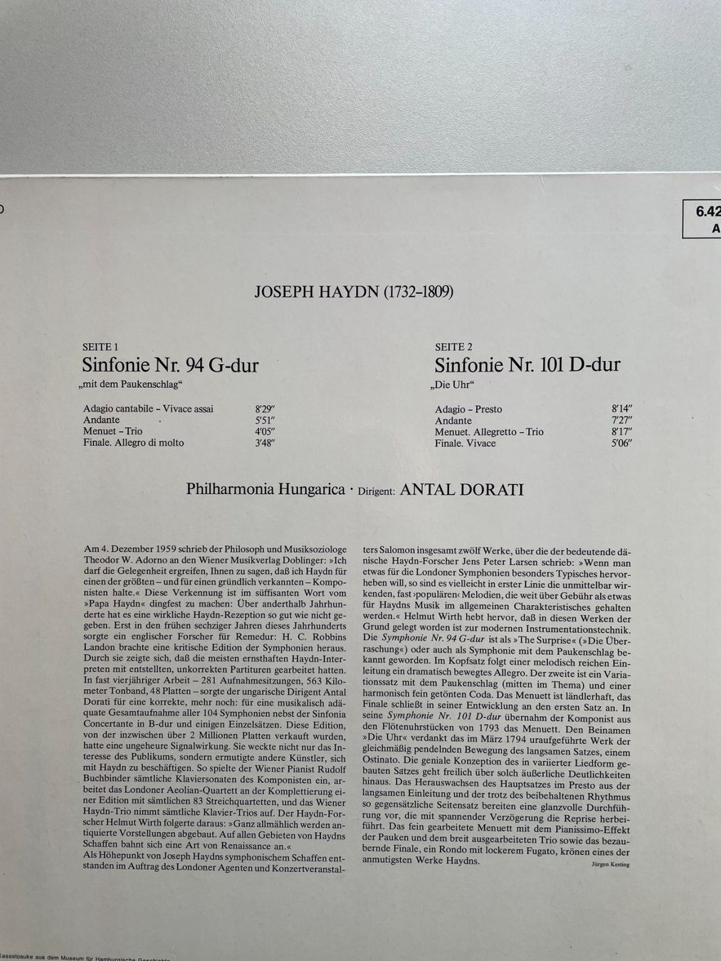 Dischi in vinile: 4 LP Haydn – Usato da Appenzell Steinegg venduto da Wurzlers 5