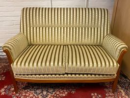 Retro 2-Sitzer Sofa mit Streifenmuster, Gold-Grün!
