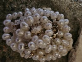 Weiß klassisch Zuchtperlen Kette 925 Silb Perlenkette Perlen
