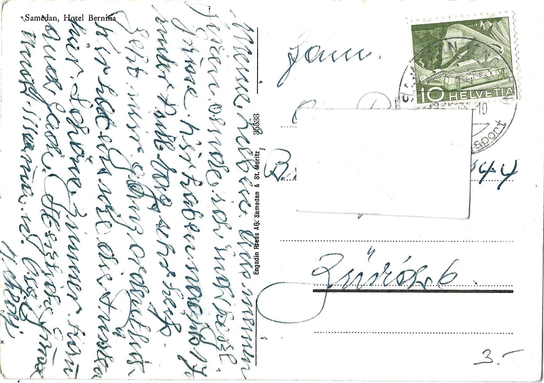 Cartoline postali: Samedan,  Hotel  Bernina – Usato da Bütschwil venduto da Jackson1A 1