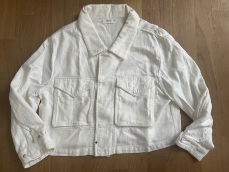 Mango Jacke aus Leinen Baumwolle, Gr. M weiss