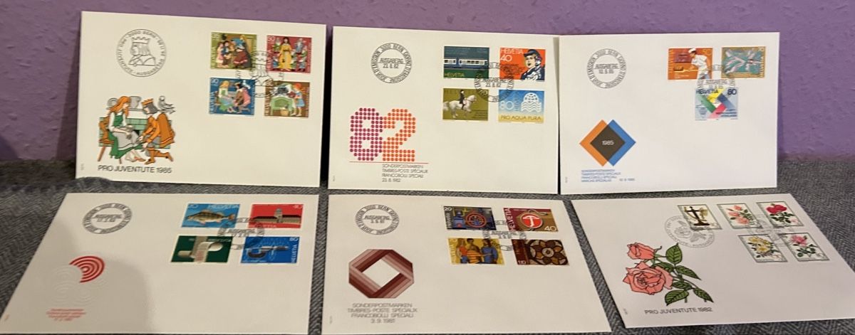 Tutti i francobolli: lot de six FDC des années 80 – Usato da Petit-Lancy venduto da Pierre_le_voyageur